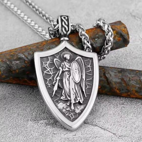 Archangel St Michael Pendant Necklace Protect Us birthday Valentine's Catholic